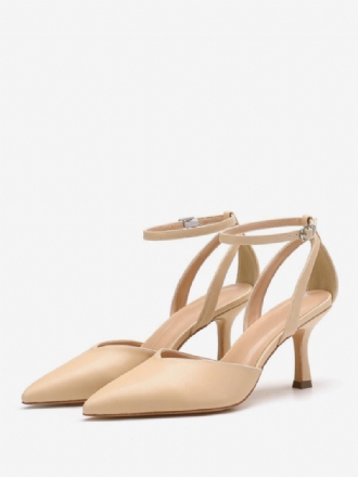 Nude Kitten Heel Pumps Női Hegyes Lábujj Bokapántos Szivattyú
