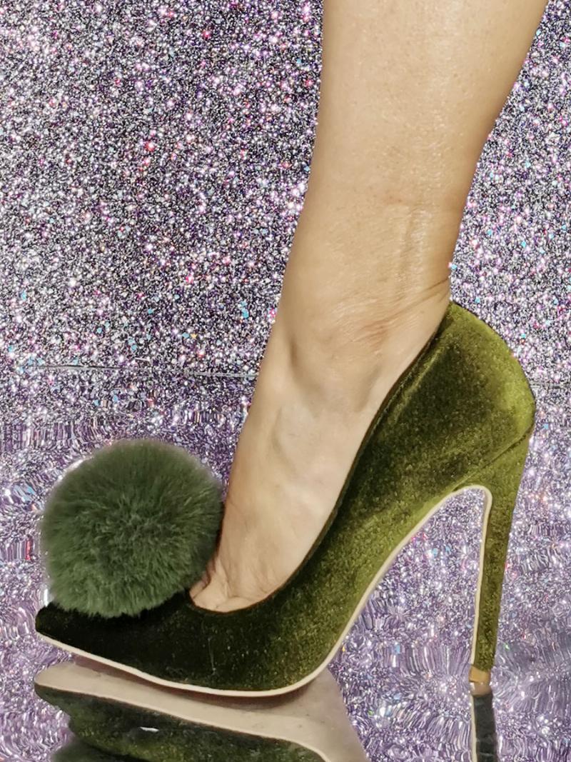 Női Sarkú Hegyes Orrú Szivattyúk Stiletto Heel Micro Suede Felsőrész - Hunter Green
