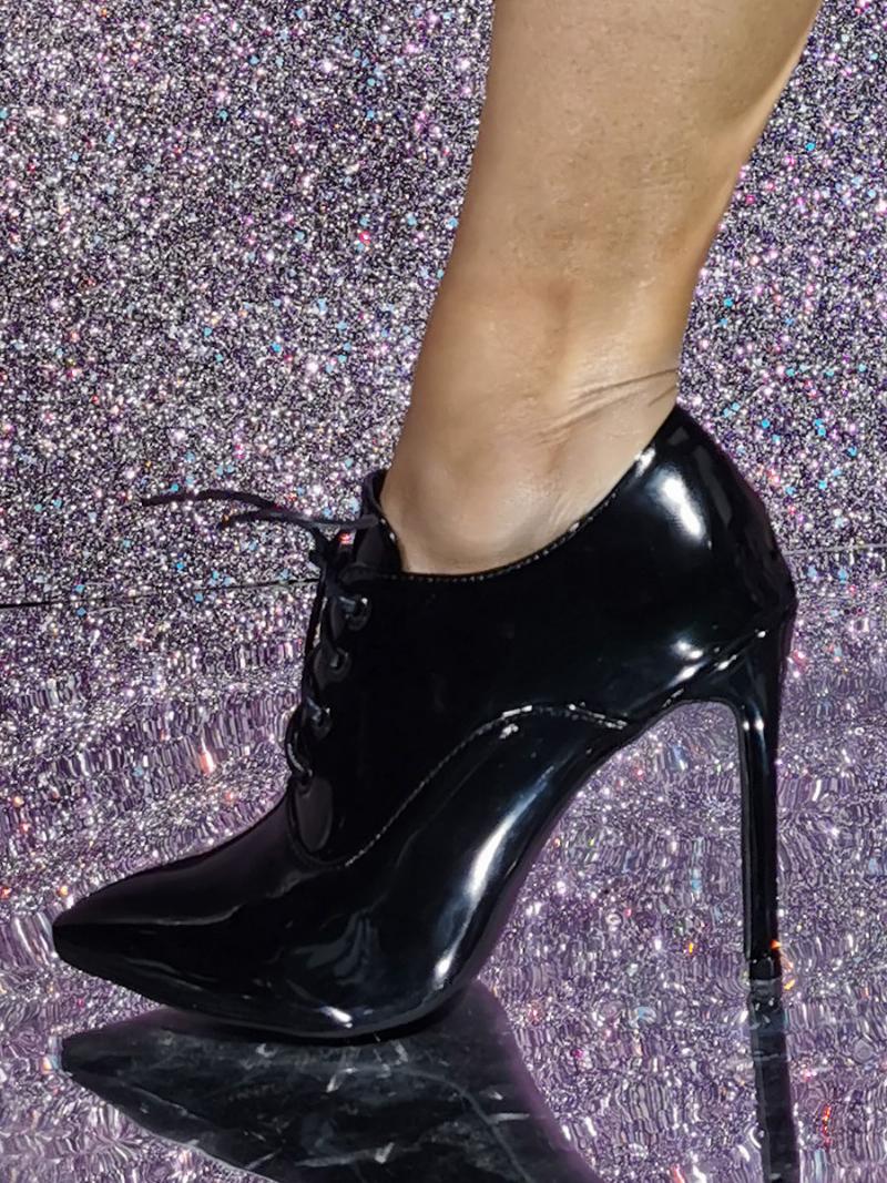 Női Sarkú Hegyes Orrú Szivattyúk Stiletto Heel Patent Pu Felső - Fekete