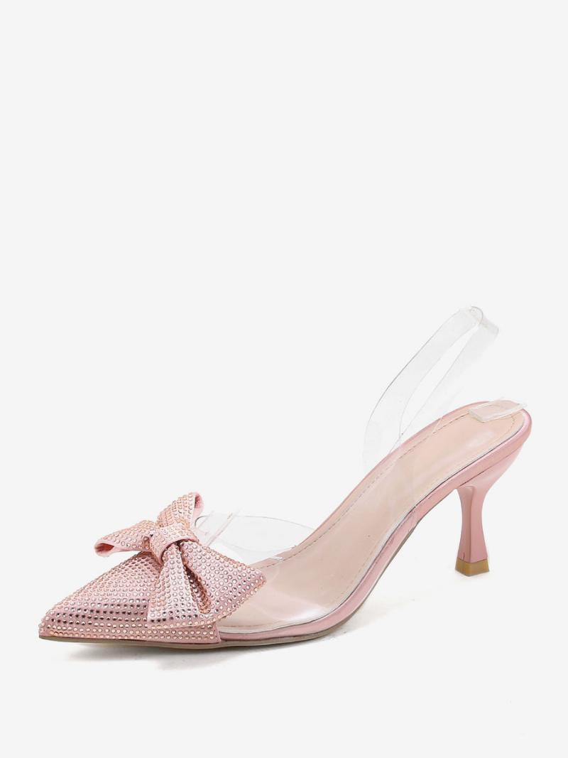 Női Strassz Slingback Sarok Átlátszó Tűsarkú Ezüst Pumpák Pvc Felső - Pezsgő