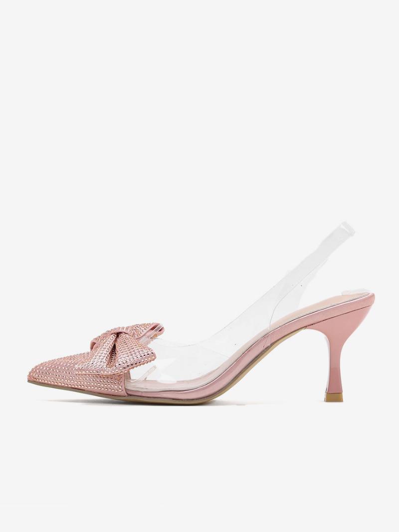 Női Strassz Slingback Sarok Átlátszó Tűsarkú Ezüst Pumpák Pvc Felső - Pezsgő