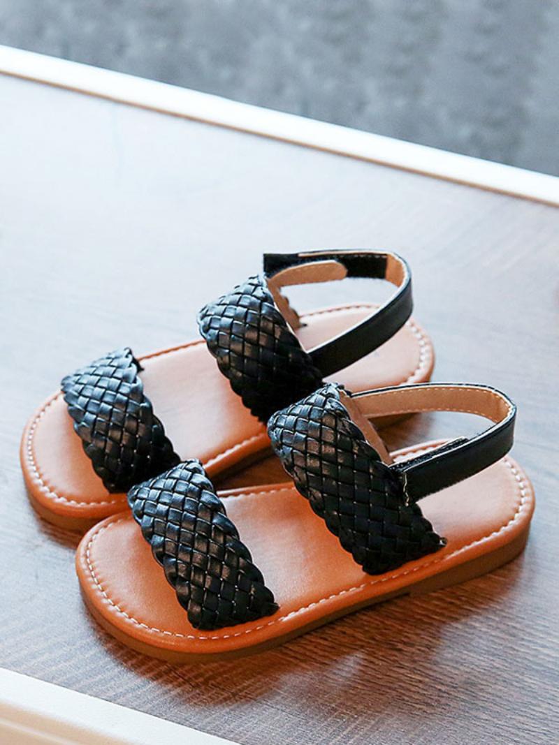 Lány Cipő Virág Coffee Brown Pu Bows Party Cipők For Kids - Fekete