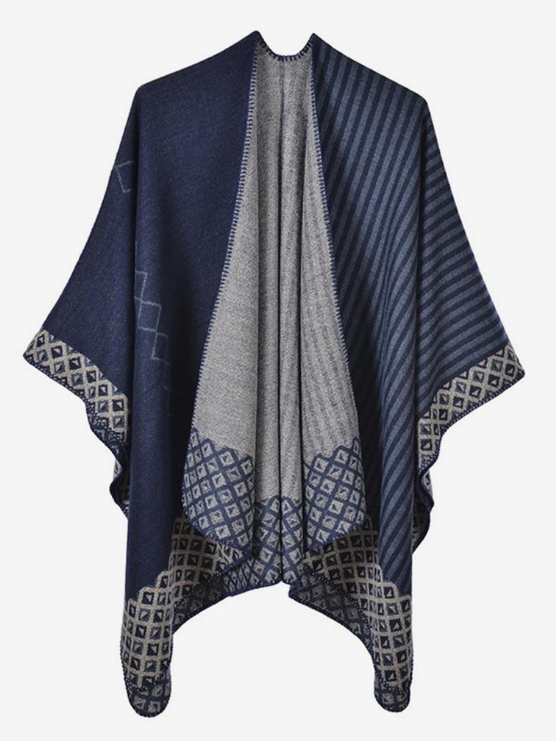 Női Cape Geometric Color Block Napi Alkalmi Őszi Téli Poncsó - Sötét Sötétkék
