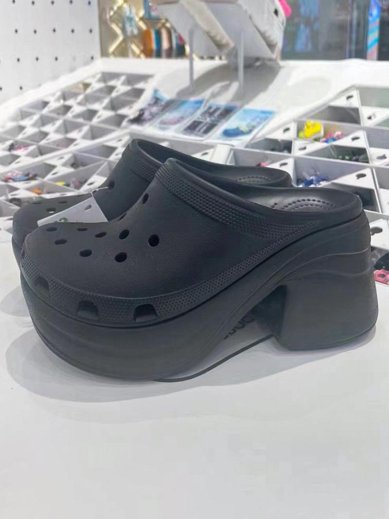 Női Csúsztatható Szandál Platform Kerek Orrú Kivágott Vaskos Sarkú Papucs - Fekete