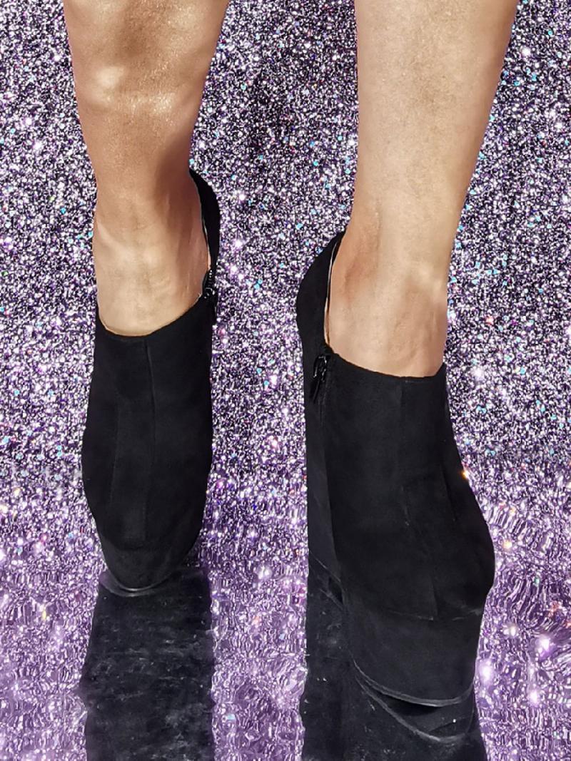 Női Kerek Orrú Wedge Heel Cipók - Fekete