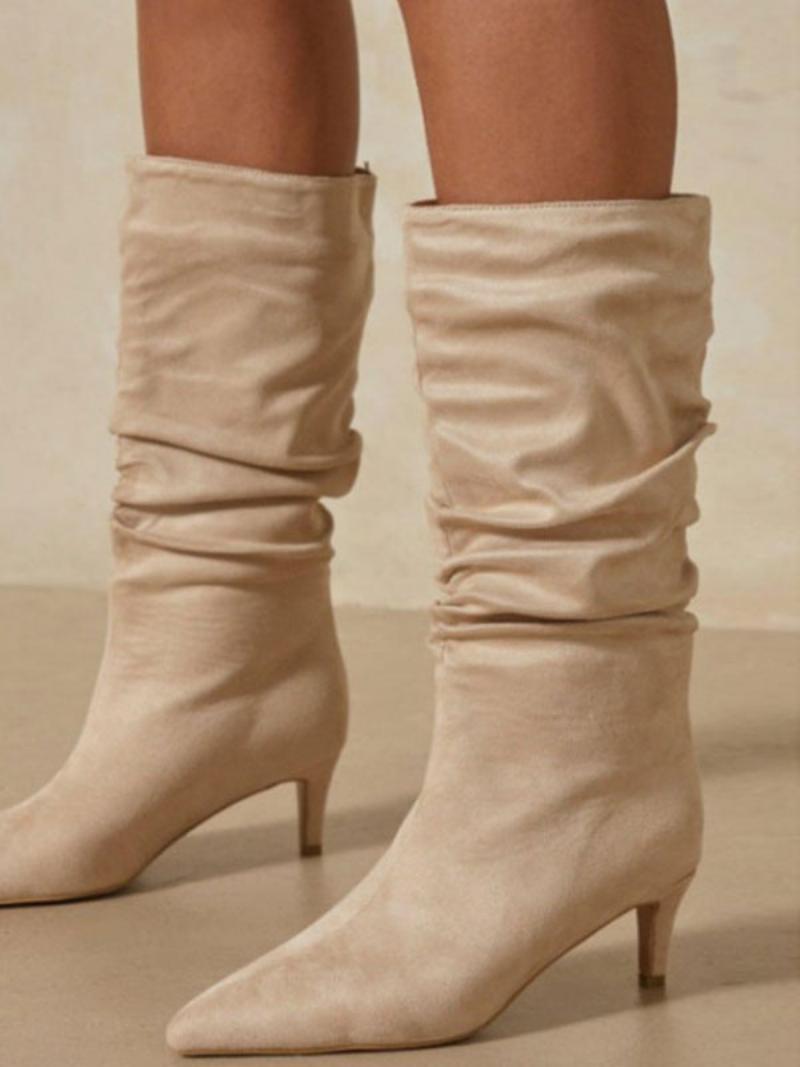 Női Slouchy Kitten Heel Lábszárközép Csizma