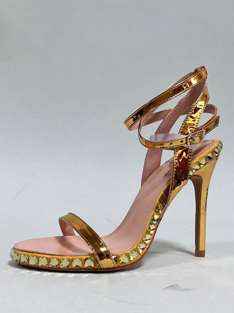 Női Sarkú Szandál Kerek Orrú Stiletto Heel Pu Bőrszandál - Arany