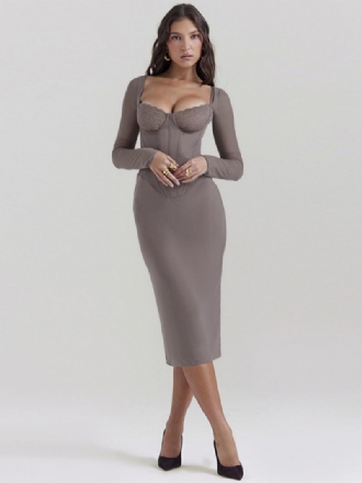 Női Bodycon Ruhák Sweetheart Nyakú Hát Nélküli Alacsonyan Hasított Ceruzaruha