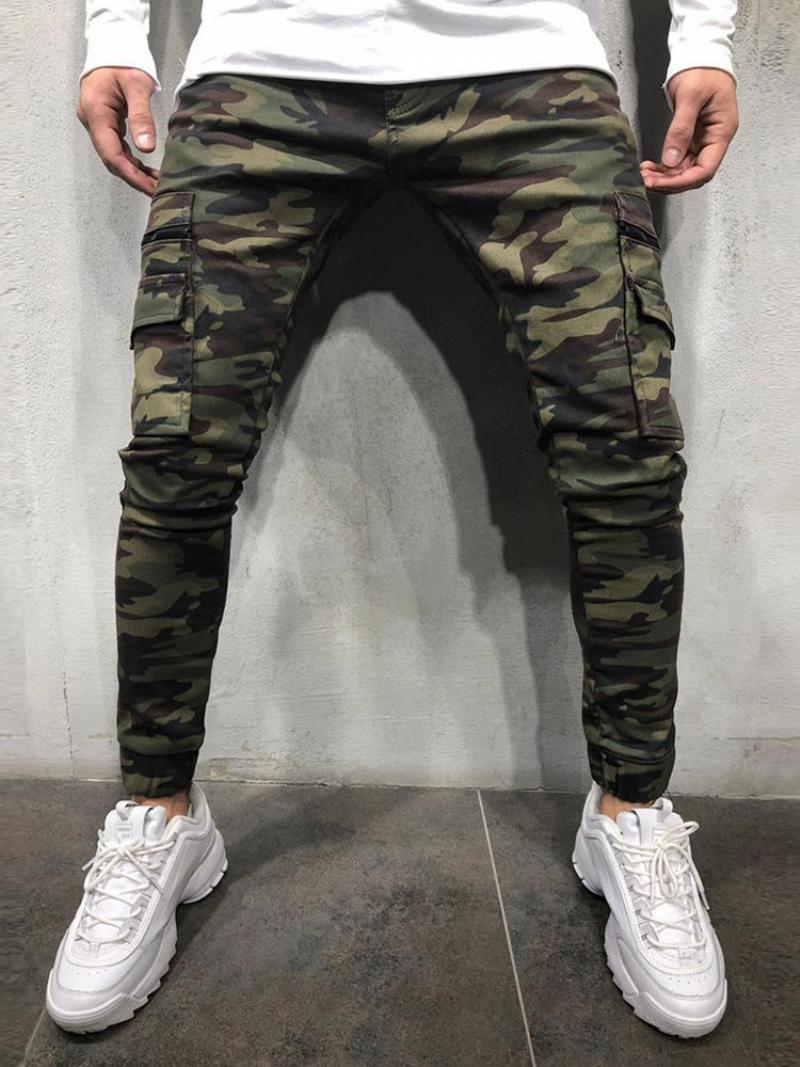 Férfi Nadrág Alkalmi Terepszínű Skinny Hunter Zöld